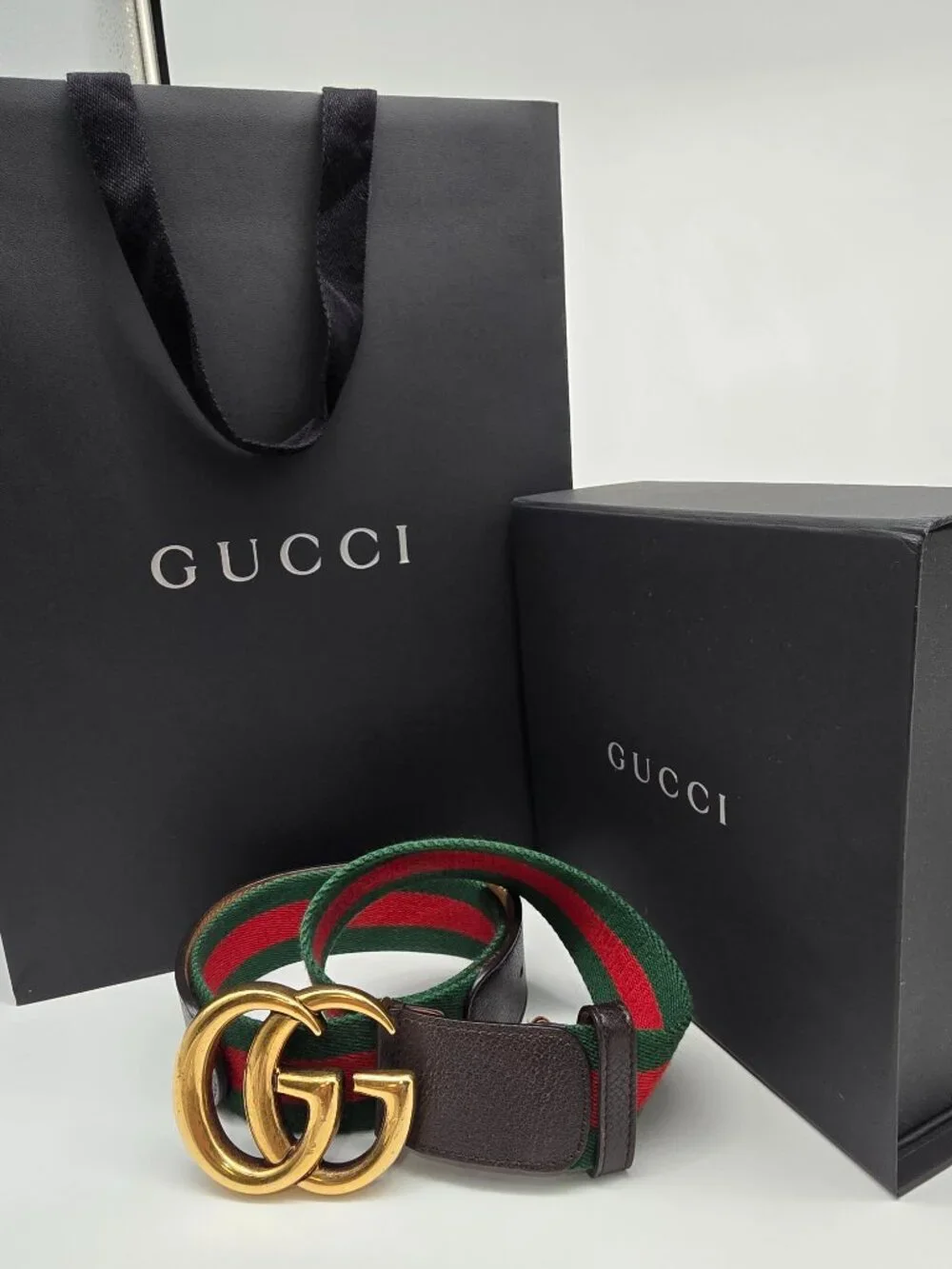 Authentic Gucci Web Elastic Torchon Double G Belt